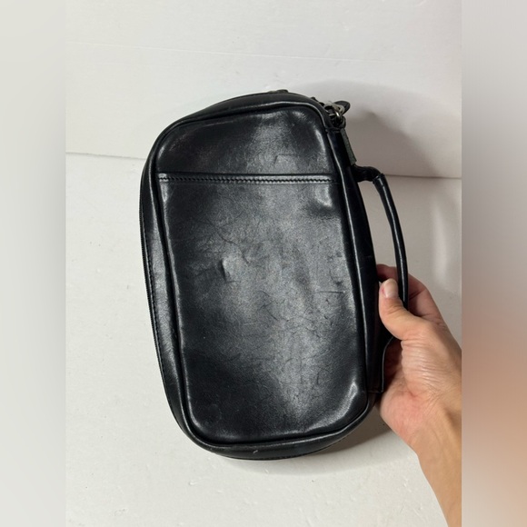 L.L. Bean Vintage Black Leather travel Passport Document organizer wristlet - Picture 2 of 12